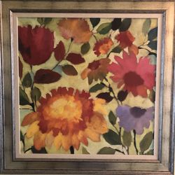 Framed Square Floral Canvas Print Art