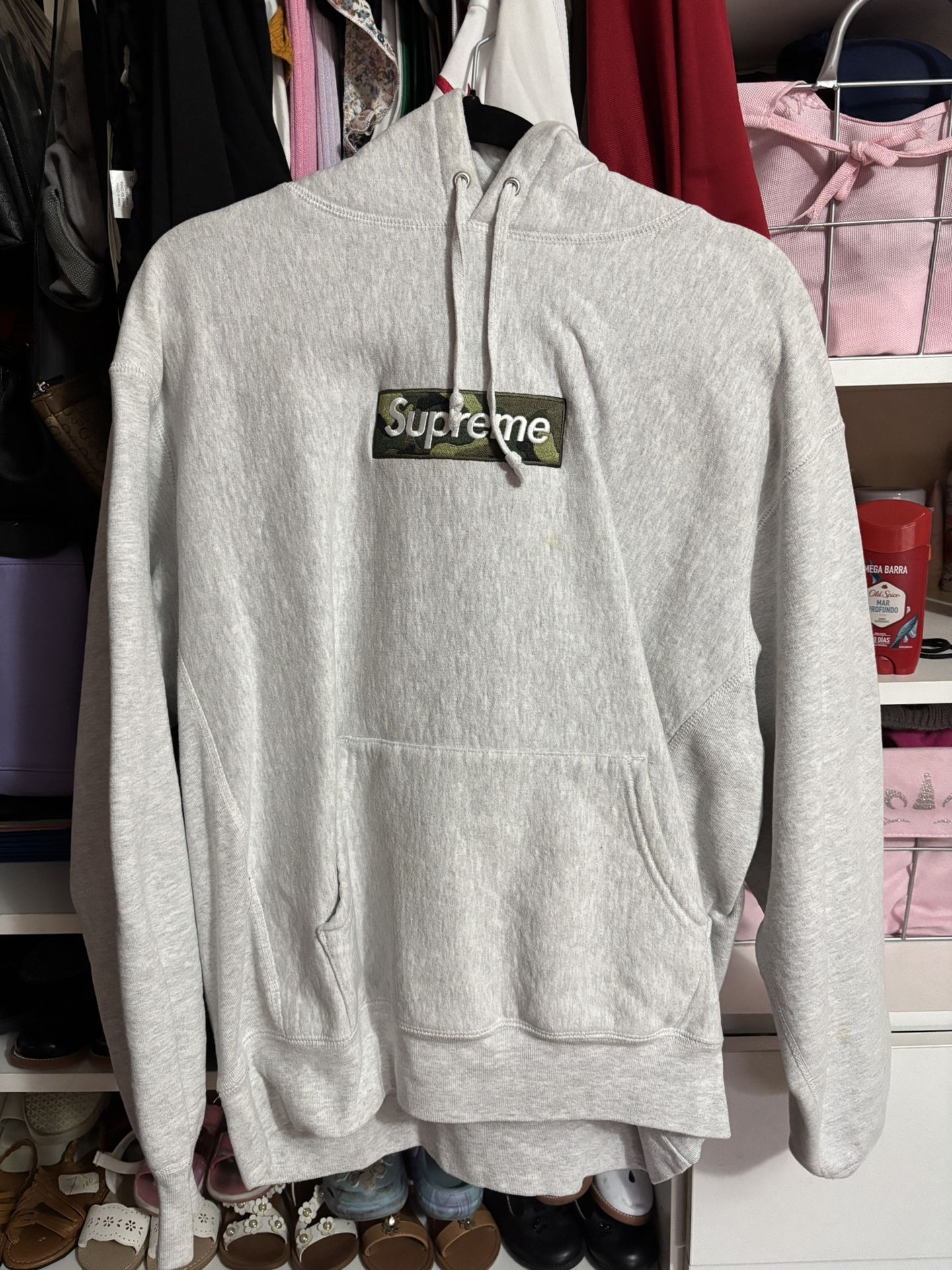 Supreme Box Logo Hooded Sweatshirt (FW23) Ash Grey Size Medium