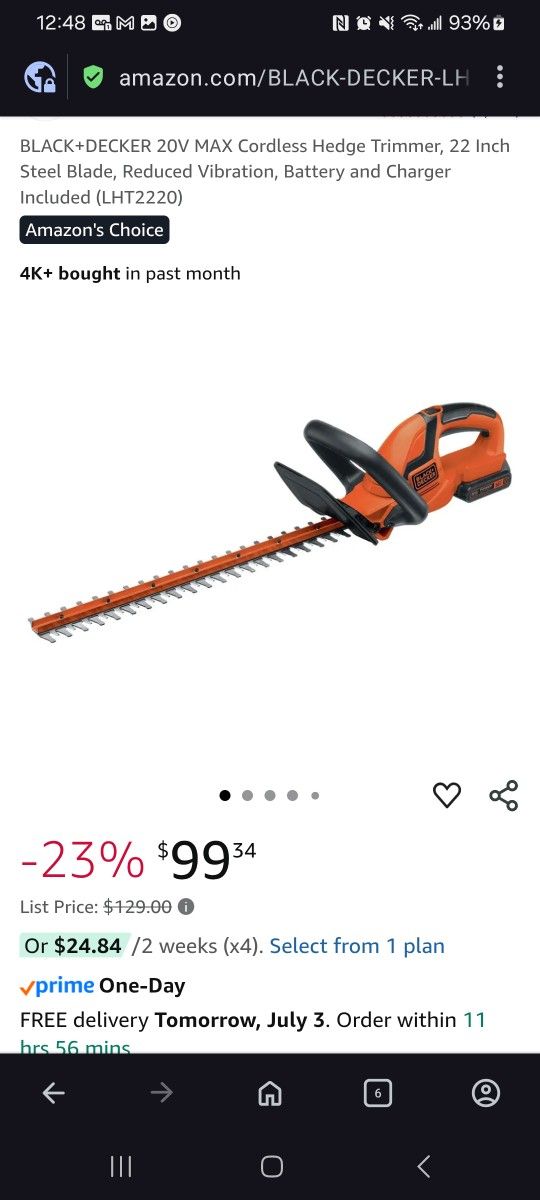 Black+Decker Cordless Hedge Trimmer – Battery Not Included