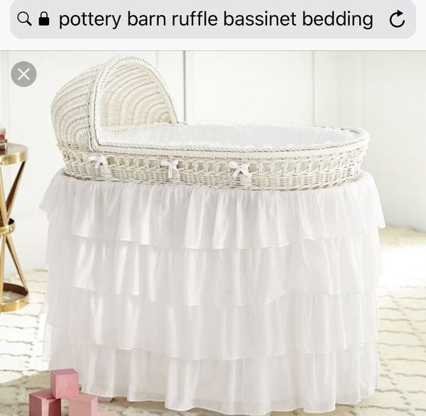 Pottery Barn White Ruffle Bassinet Bedding For Sale In San Diego