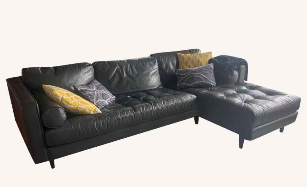 Article Sven Black Leather Sectional With Chaise 