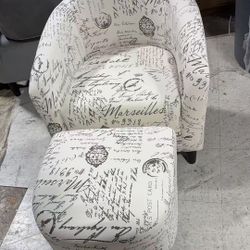 Armchair and modern ottoman lounger with footrest