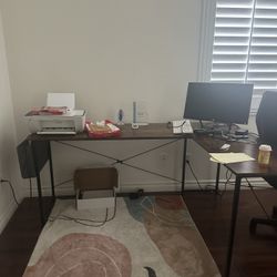 Modern Home Office Setup - L-Shaped Desk And 2  Ergonomic Gaming Chairs