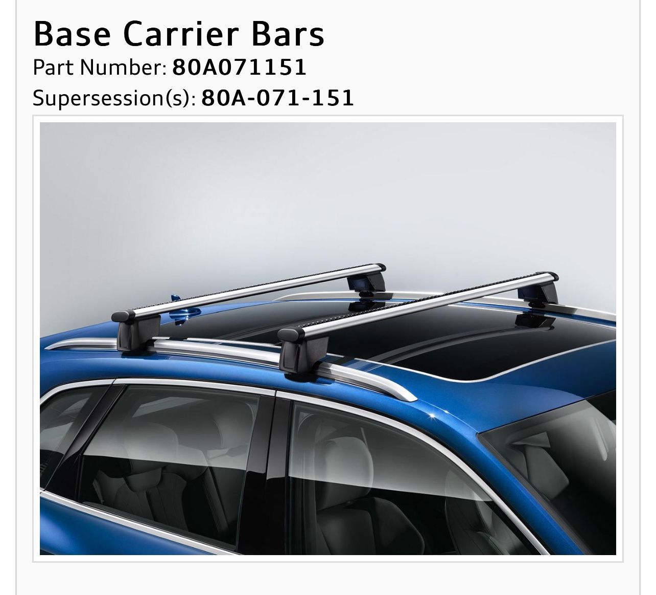 Roof Racks Cross Bars For 2018-2024 Audi Q5 SQ5