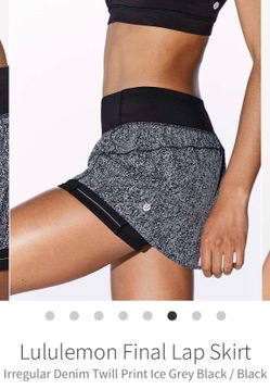 Lululemon Run Final Lap Skirt Short Size 4 *RARE Irregular Denim Twill Ice Grey Black *LIKE NEW!