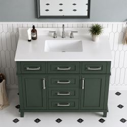 43 in. Single Sink Freestanding Sea Green Bath Vanity