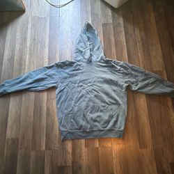 Gray and blueish Pullover Hoodie with Kangaroo Pocket