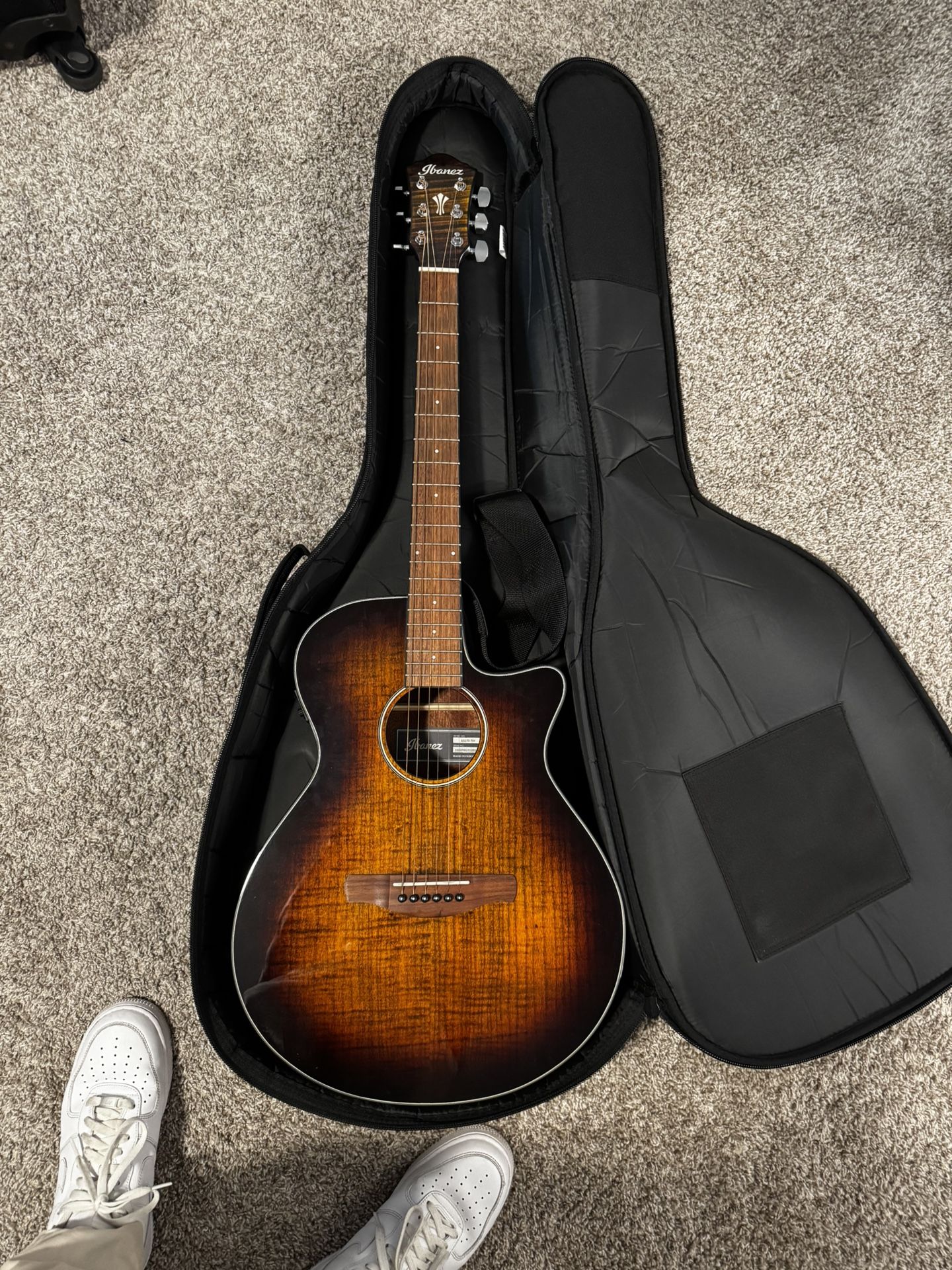 Ibanez AEG70 Acoustic Electric Guitar w/ Case, Capo & Strap – Excellent Condition