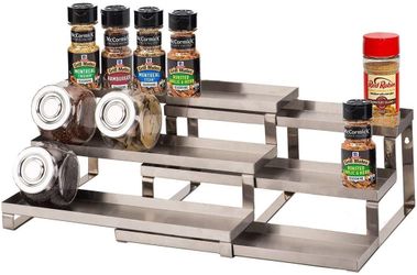 NEW Spice Rack Organizer for Cabinet/Wall Mount/Countertop/Pantry - 3 Tier Expandable Spice Shelf - Stainless Steel
