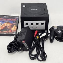 Nintendo DOL-101 GameCube Console - Black And The Connecting Ports