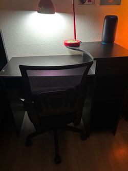 Black desk with chair