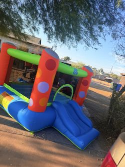 Large Inflatable Bounce House with Air Blower, Extra Thick Jumping Area, Safe Mesh Netting, Repair P