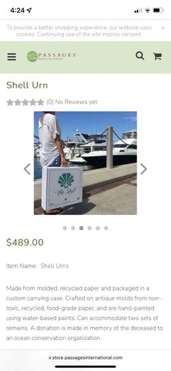 The Shell Deep Water Bio Urn Color: Aqua