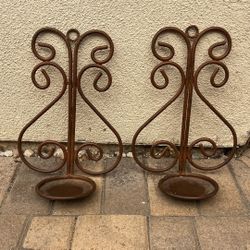 Wrought Iron Wall Candle Holders-Pair