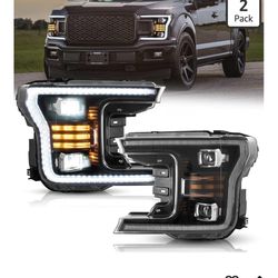 VLAND Headlights Assembly Fit for 2018-2020 Ford F150 13th Gen, NOT Fit Raptor, Projector