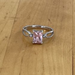 Silver Ring Pink Gem 