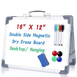 Dry Erase White Board with Eraser Markers (size 16”X 12”)