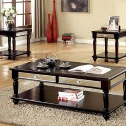 Brand New Espresso 3pc Coffee Table Set