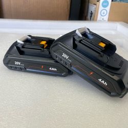2 Pack 4.0 Ah  Battery - 18V  Lithium Replacement battery for Makita