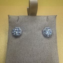 Moissanite Octagon Halo Earrings – 2ct, S925, GRA VVS1