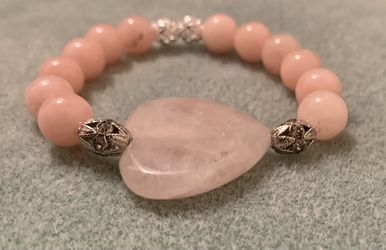 Pink Quartz/ silver gemstone bracelet