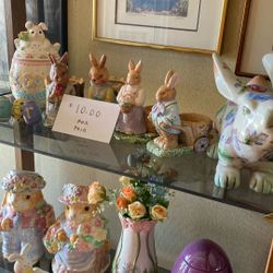 Easter Decorations Jar, pears, large rabbit. $10 each.