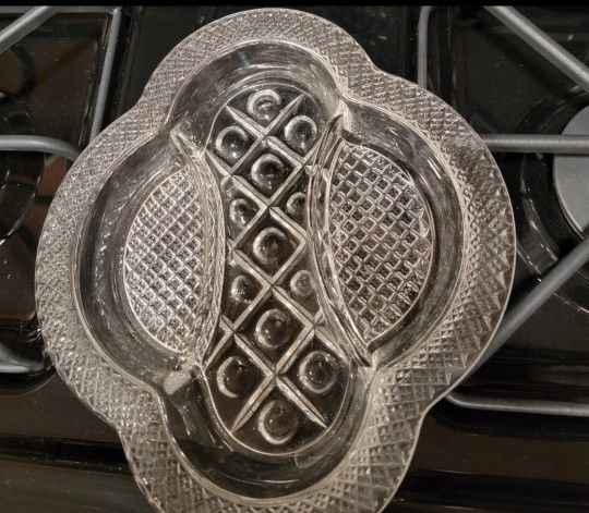 Vintage Divided Dish Tray Pressed Glassware Crystal Plate
