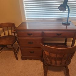 Solid Maple Desk With Chairs