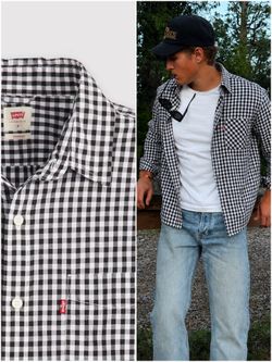 NWT • Levi’s Black and White Gingham Button-Up Shirt Size L