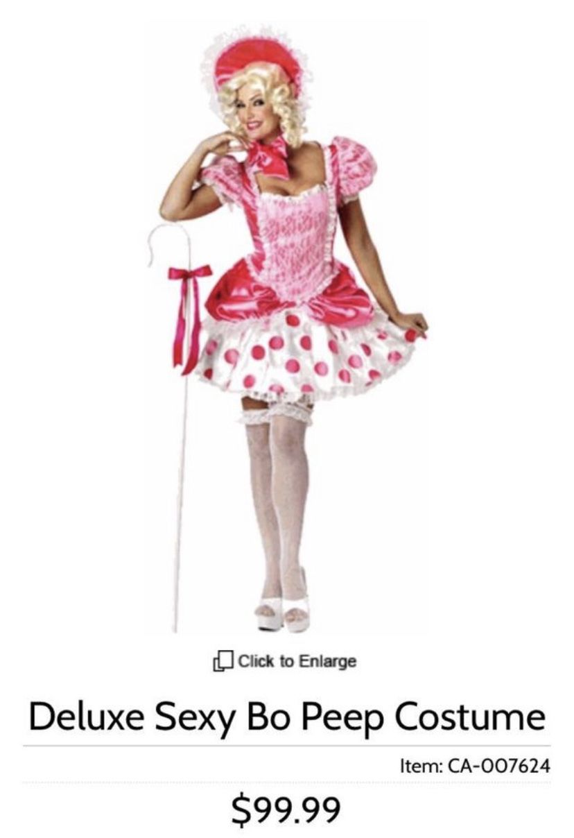 Halloween costume Little Bo peep sexy sz L white pink polka dots