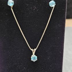Genuine Blue Zircon Necklace Set