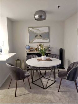 Four Beautiful Gray Suede Dinning Room Chairs. 