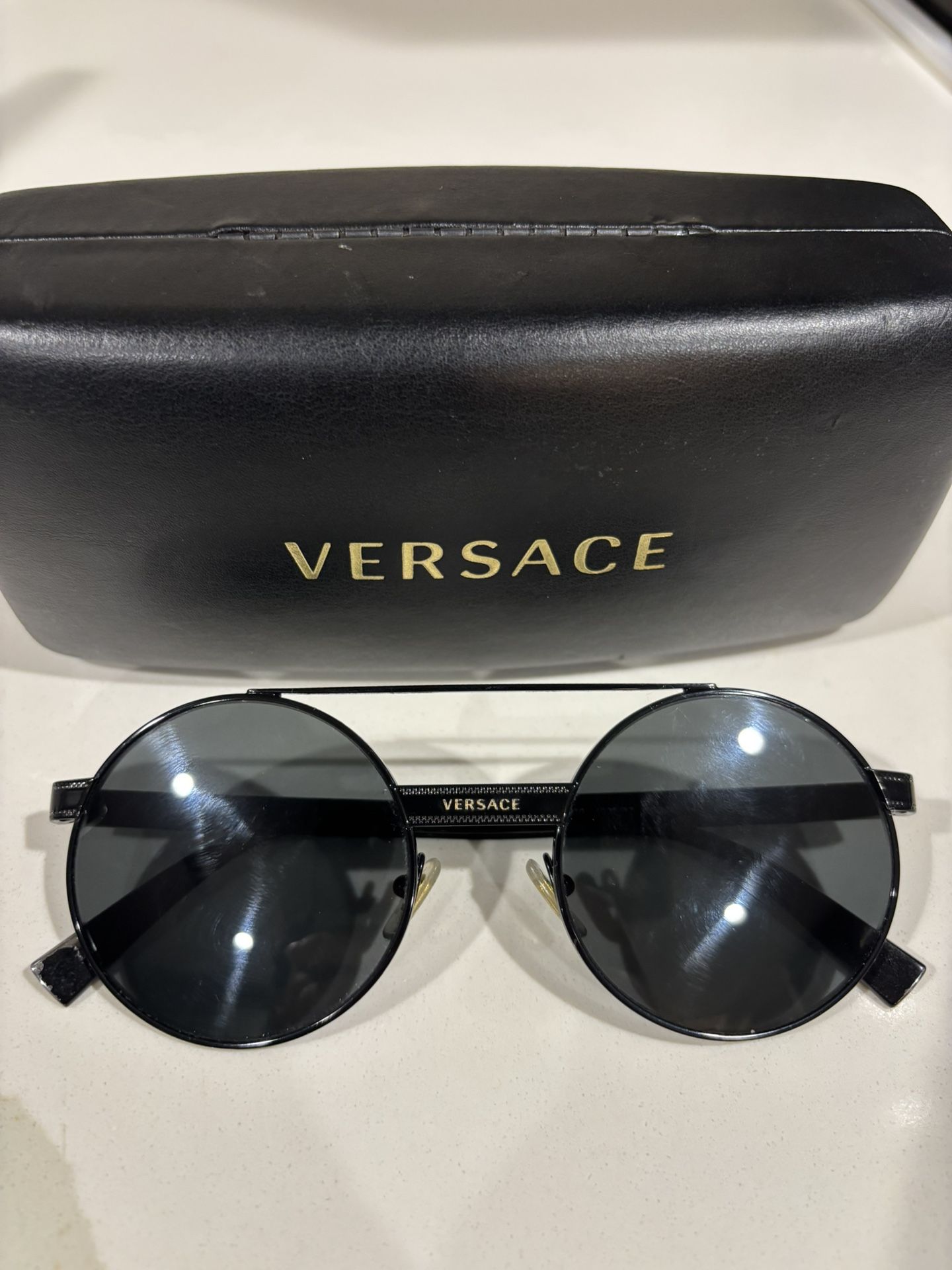 Versace Black Round Sunglasses Versace Plastic Womens Round Sunglasses Black 55mm - Walmart.com main image 2