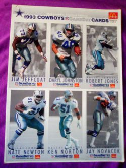 1993 CowboyS  GameDay CARDS  McDonald's