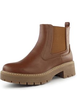 Women's Slip On Chunky Heel Ankle Chelsea Boot