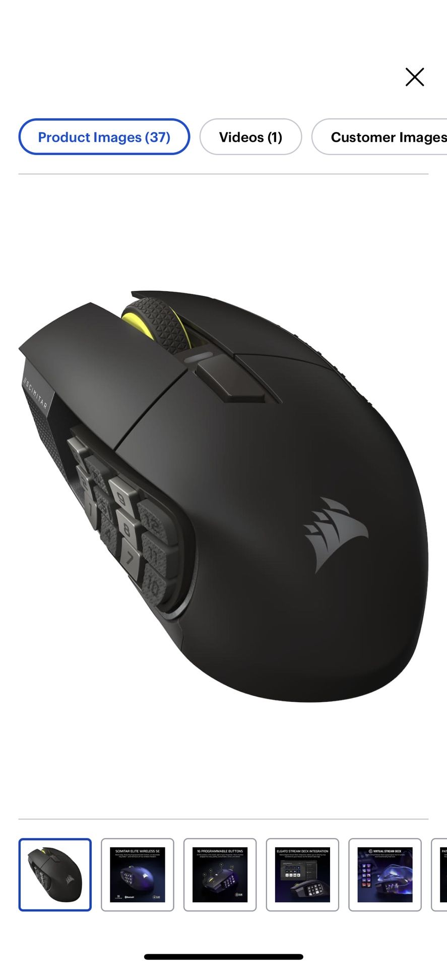 CORSAIR - Scimitar Elite Wireless SE Gaming Mouse with 16 Programmable Buttons - Wireless - Gun Metal Black