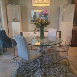 Dining Chairs (4) Acrylic And Table