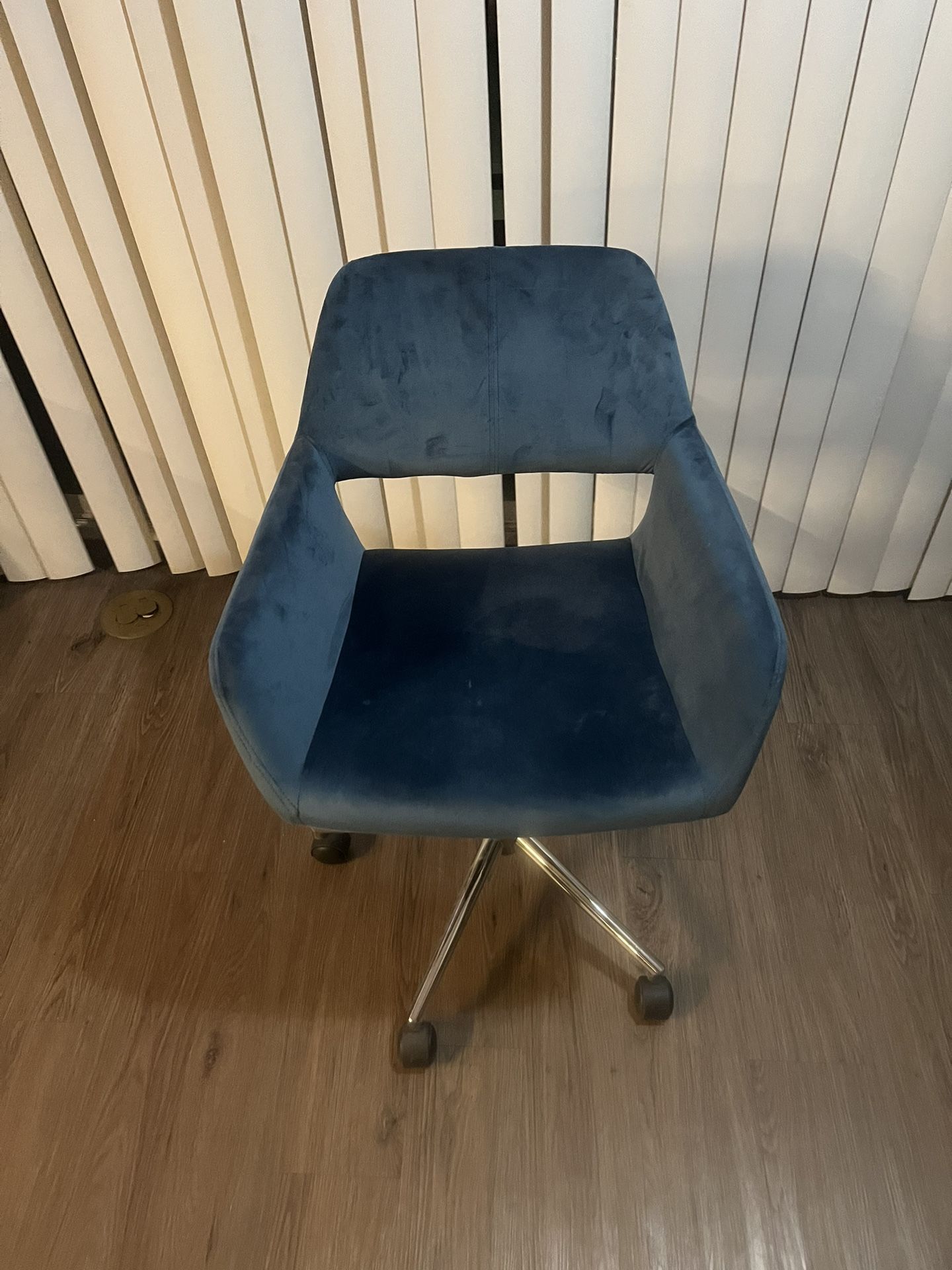Blue Velvet Adjustable Swivel Chair