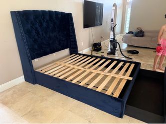 Luxurious navy velvet stylish upholstered be