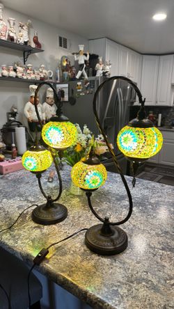 Turkish Tiffany-style mosaic glass lamps