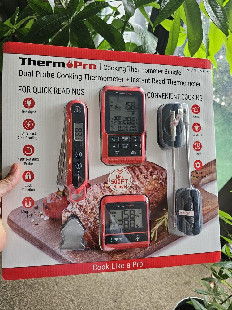 ThermoPro Cooking Thermometer Bundle - New Dual Probe + Instant Read Magnetic