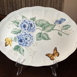 Lenox Butterfly Meadow Hydrangea 16” Oval Platter NEW