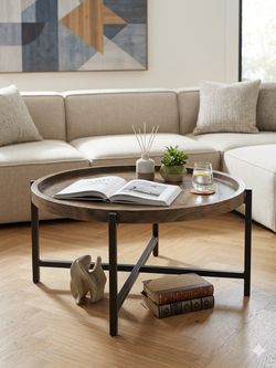 Round wood coffee table