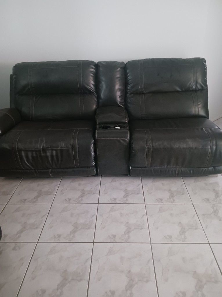 Black Leather Sectional