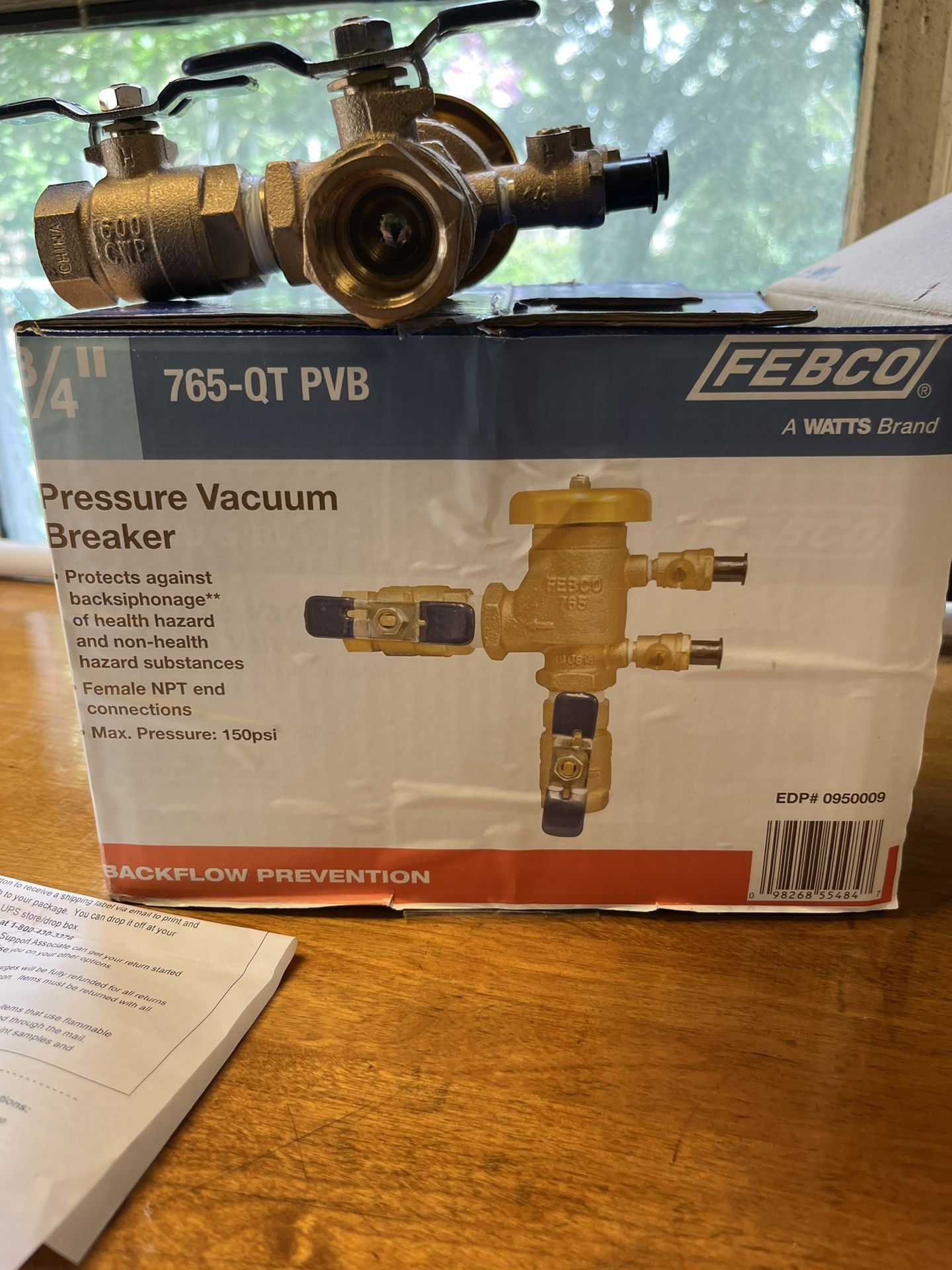 BACKFLOW PREVENTER PRESSURE VACUUM FOR SPRINKLE SYSTEMS. BRAND NEW! Valued at $169 at Home Depot
