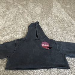 Nike Cropped Hoodie Women’s Size Small Blue-Gray With Pink Patch