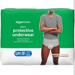 Underwear for Men, Maximum Absorbency, Small/Medium, 20 Count (2 Packs) 40 total