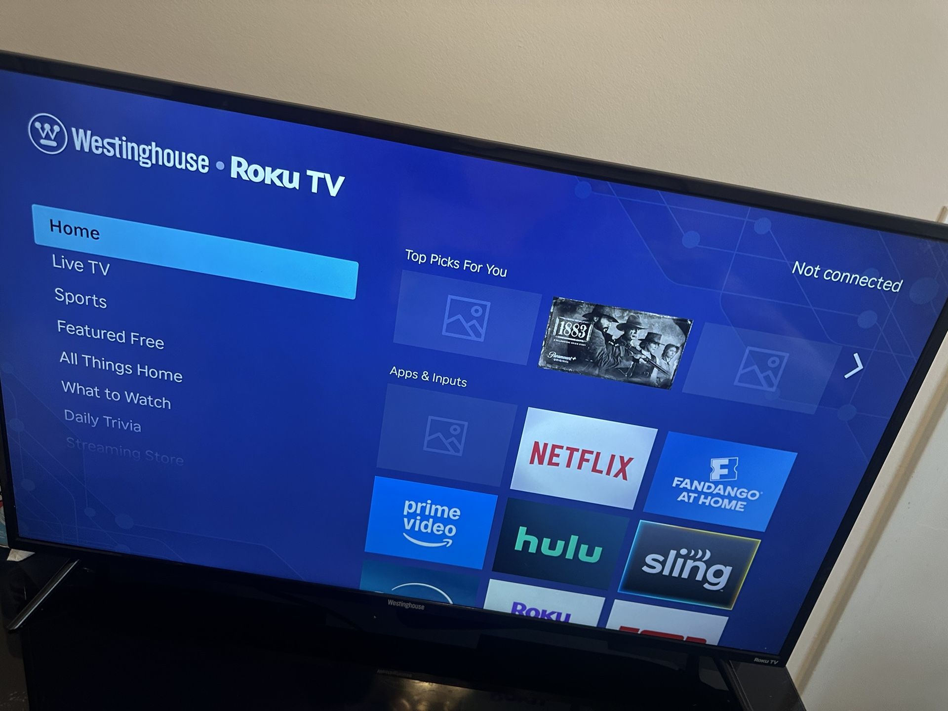 43 Inch Westing House 4k Roku Tv