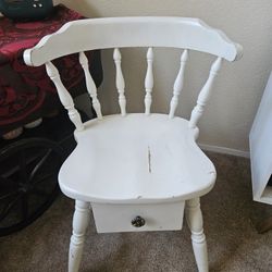 Vintage Accent Side Chair With Storage Drawer 