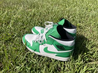 Nike Mens Air Jordan 1 Mid Lucky Green White Black Size 14